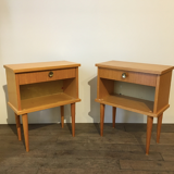 Pair of light wooden bedsides