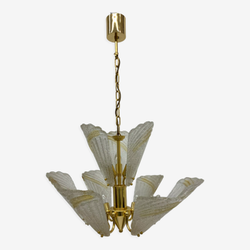 Italian murano glass chandelier hollywood regency design , 1970