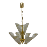 Italian murano glass chandelier hollywood regency design , 1970