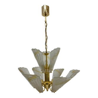 Italian murano glass chandelier hollywood regency design , 1970