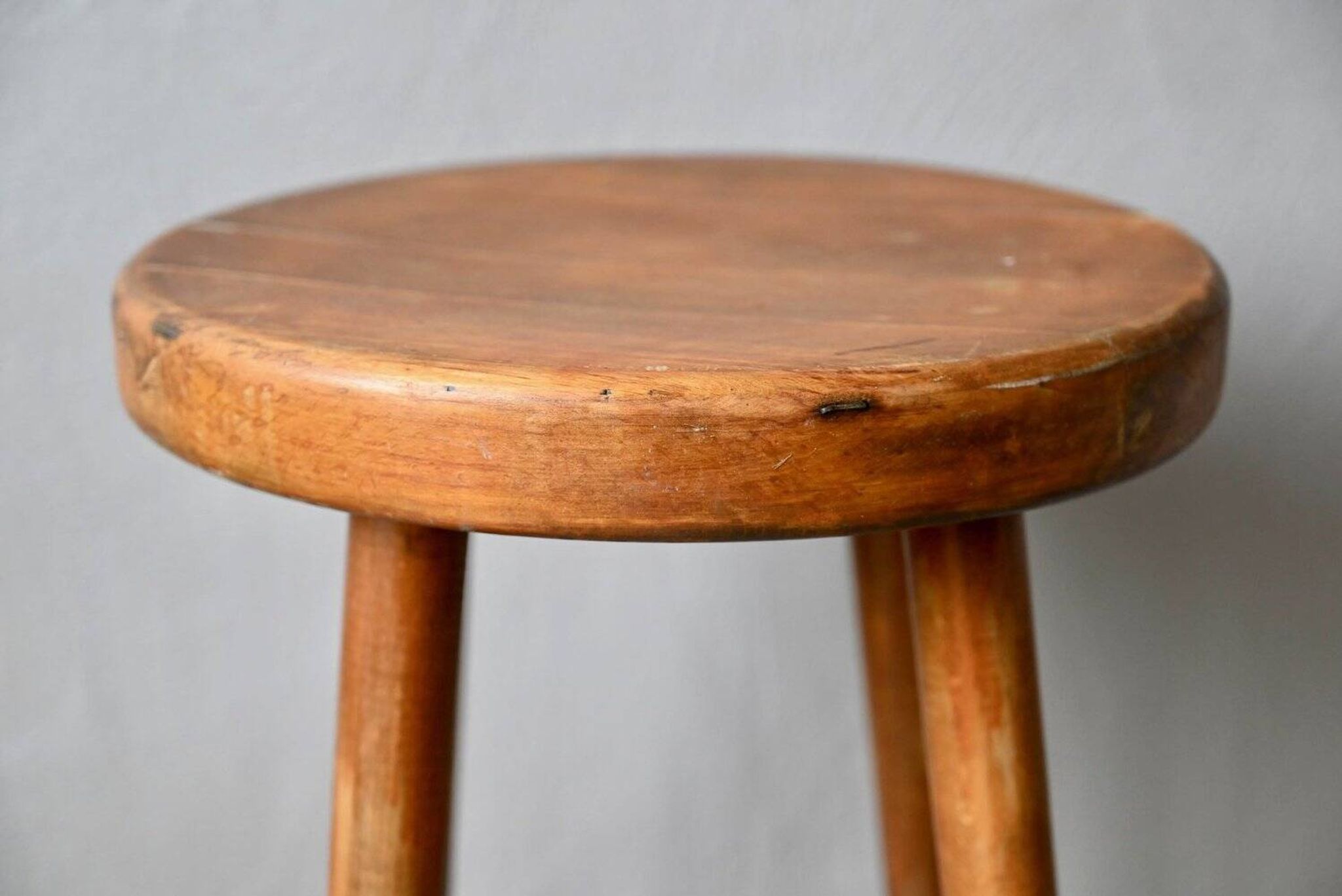 Tabouret de bar vintage années 60 bois et métal laqué bleu