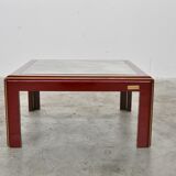 Vintage italian lacquered coffee table with mirror top & brass details from mario sabot