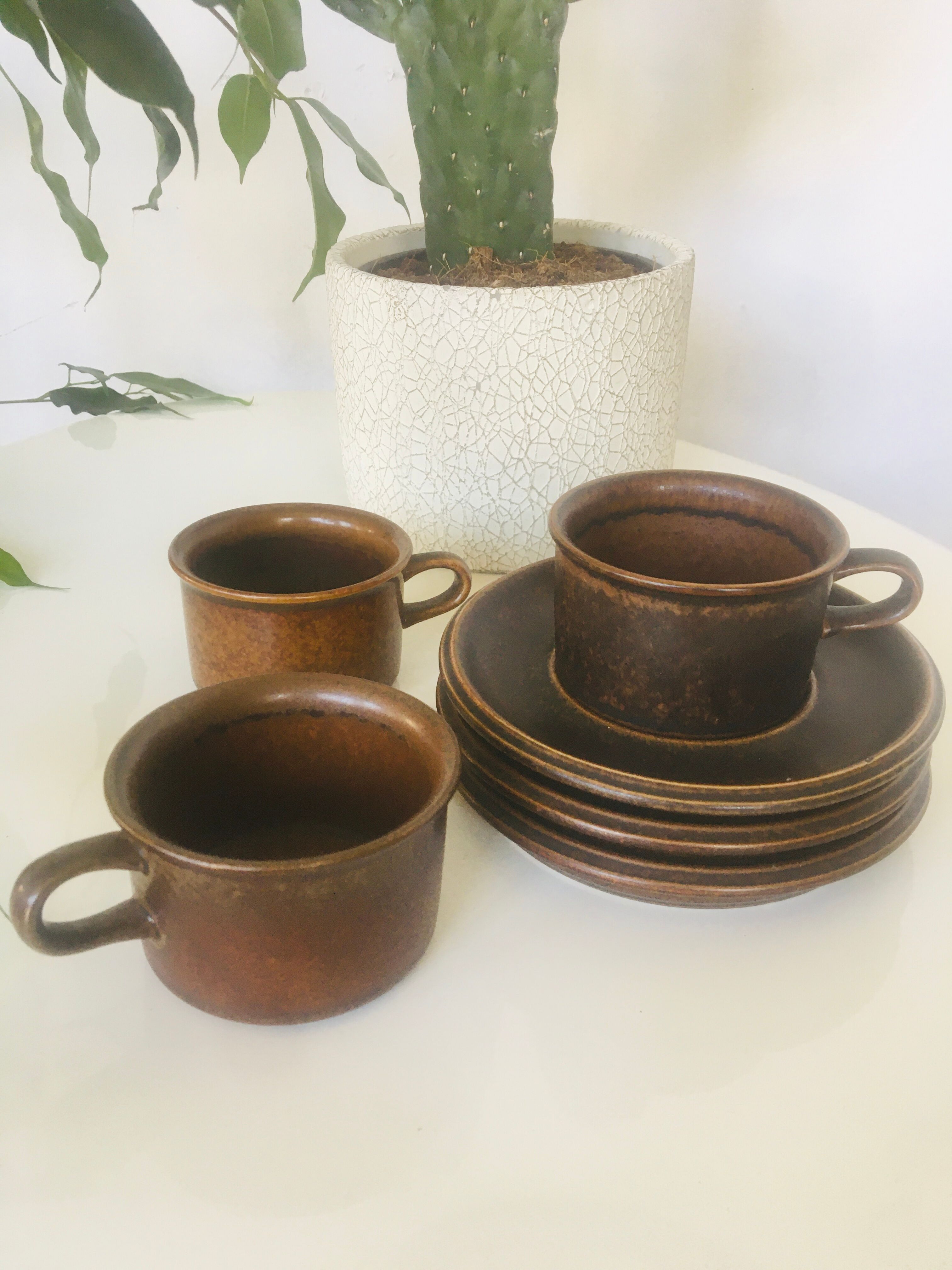 3 cups Arabia Ruska coffee set by Ulla Procope