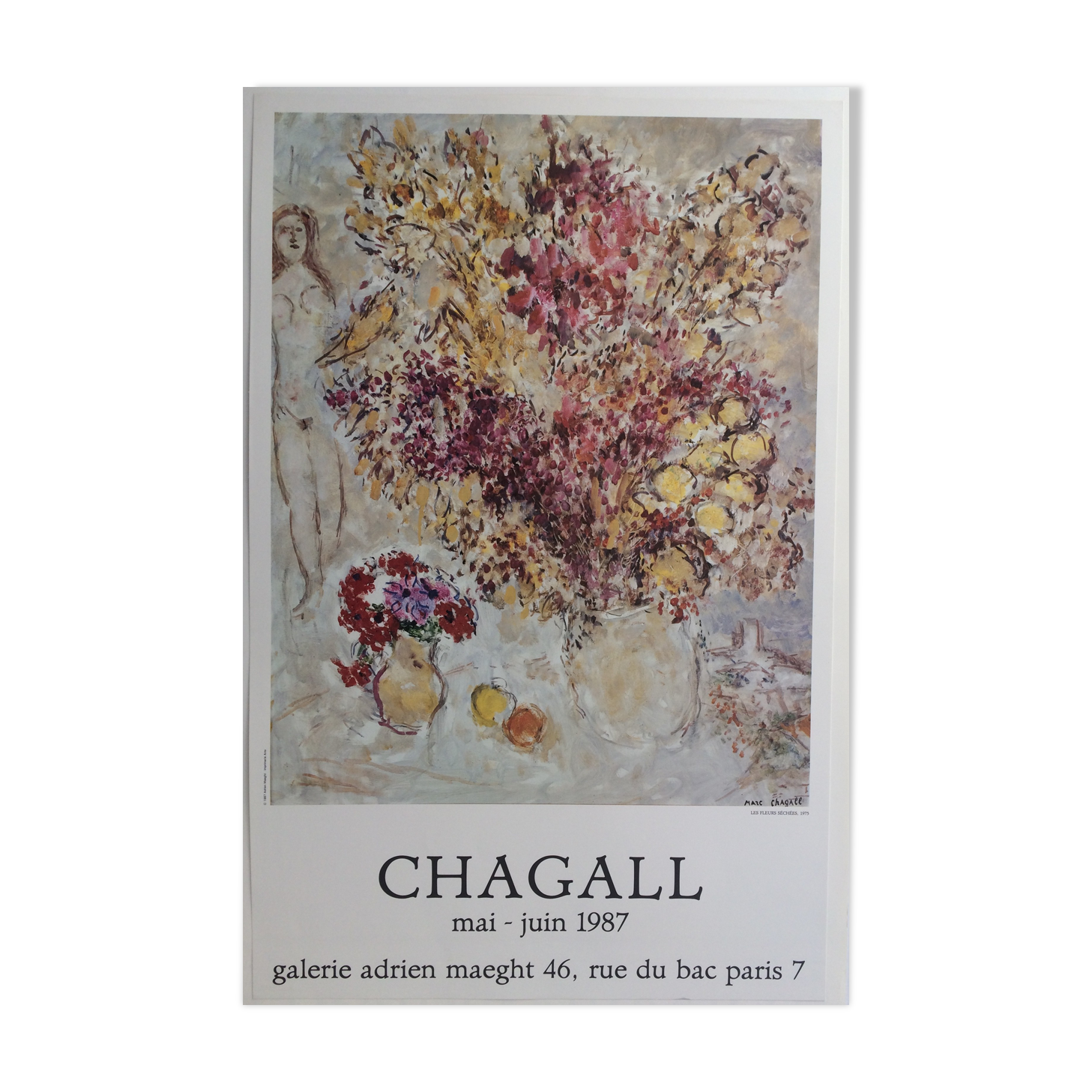 Marc chagall (after), galerie adrien maeght, 1987. original exhibition poster