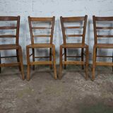 4 original solid oak bistro chairs with openwork seat