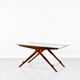 Table basse italienne en acajou, laiton et verre