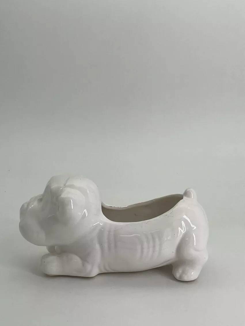 Ceramic dog-shaped planter
