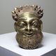 Small gilded bronze Oba mask from Bamoun, Cameroon, vintage Africa