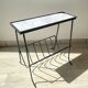 Table d'appoint range vinyles vintage métal marbre