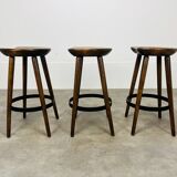 3 brutalist bar stools in Scandinavian style from the 60s