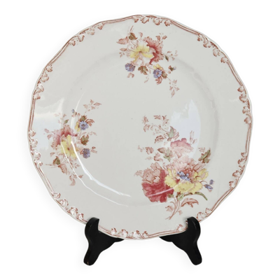 Assiette plate vintage terre de fer polychrome Bisto England - Modèle Anson