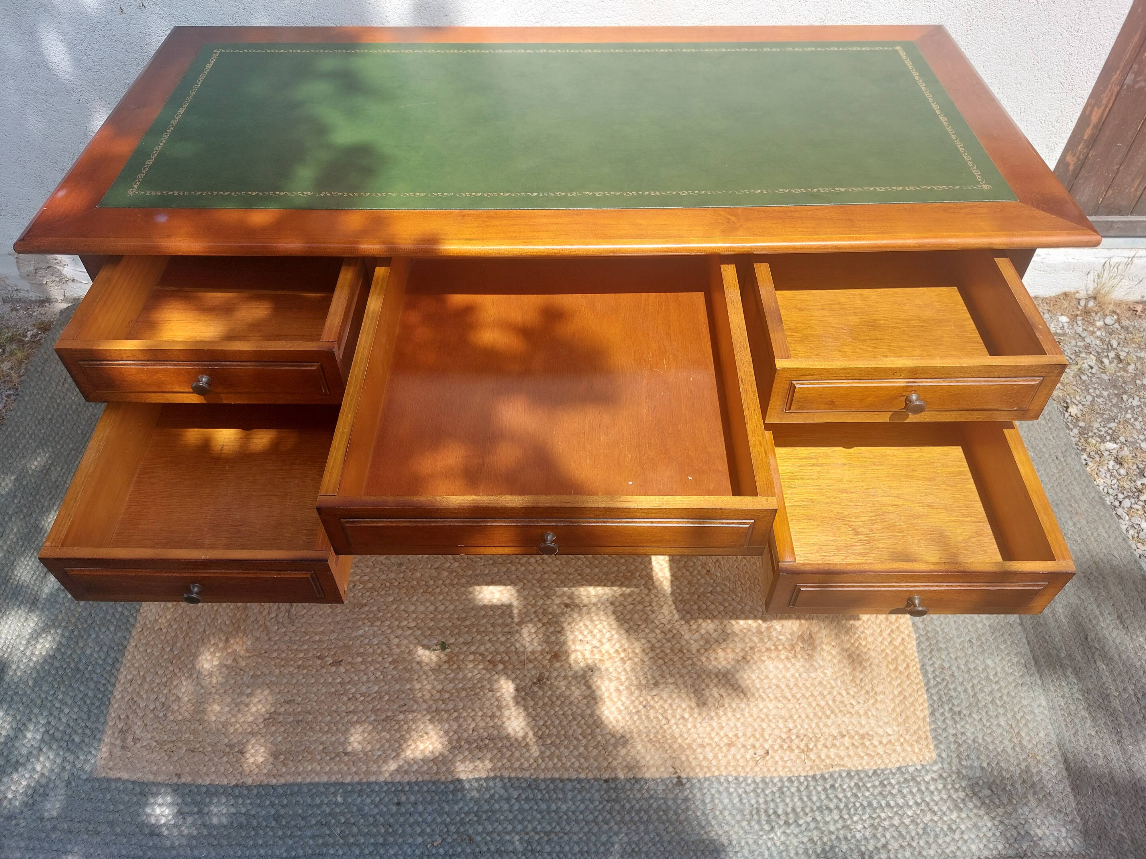 Green leather top desk
