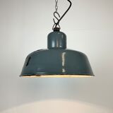 Industrial grey enamel pendant lamp from siemens, 1950s