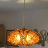 Scandinavian hanging lamp in stretched wool 1960