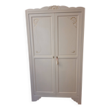 Armoire parisienne rose rangement enfant vintage bois bohême fleurs TBE