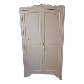 Armoire parisienne rose rangement enfant vintage bois bohême fleurs TBE