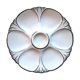 Assiette à huîtres en barbotine Limoges Charles Ahrenfeldt: 6 coquilles argent