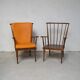 Fauteuils « Éventail »  Baumann rouge et jaune orangé années 80