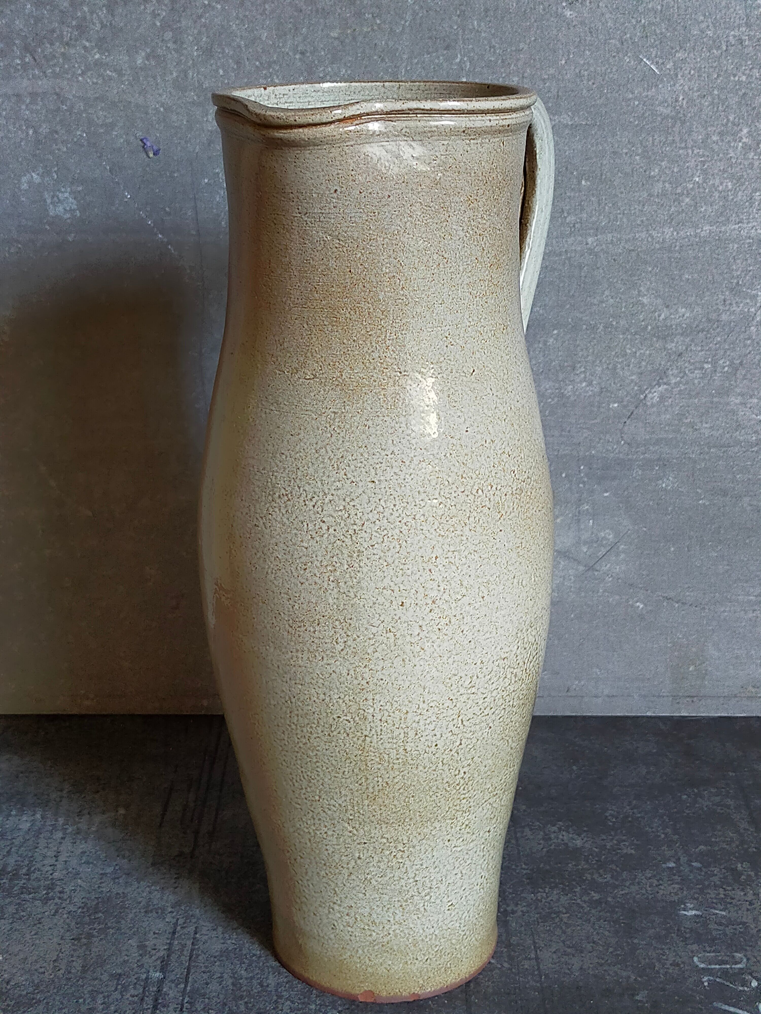Enamelled sandstone pitcher Jean Dubost in Noron La Poterie 60s
