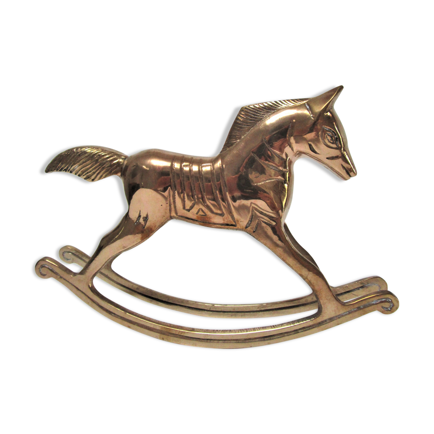 Vintage brass rocking horse 70