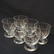 6 Verres A Liqueur / Digestif En Cristal Gravé Craquelé Craquelures