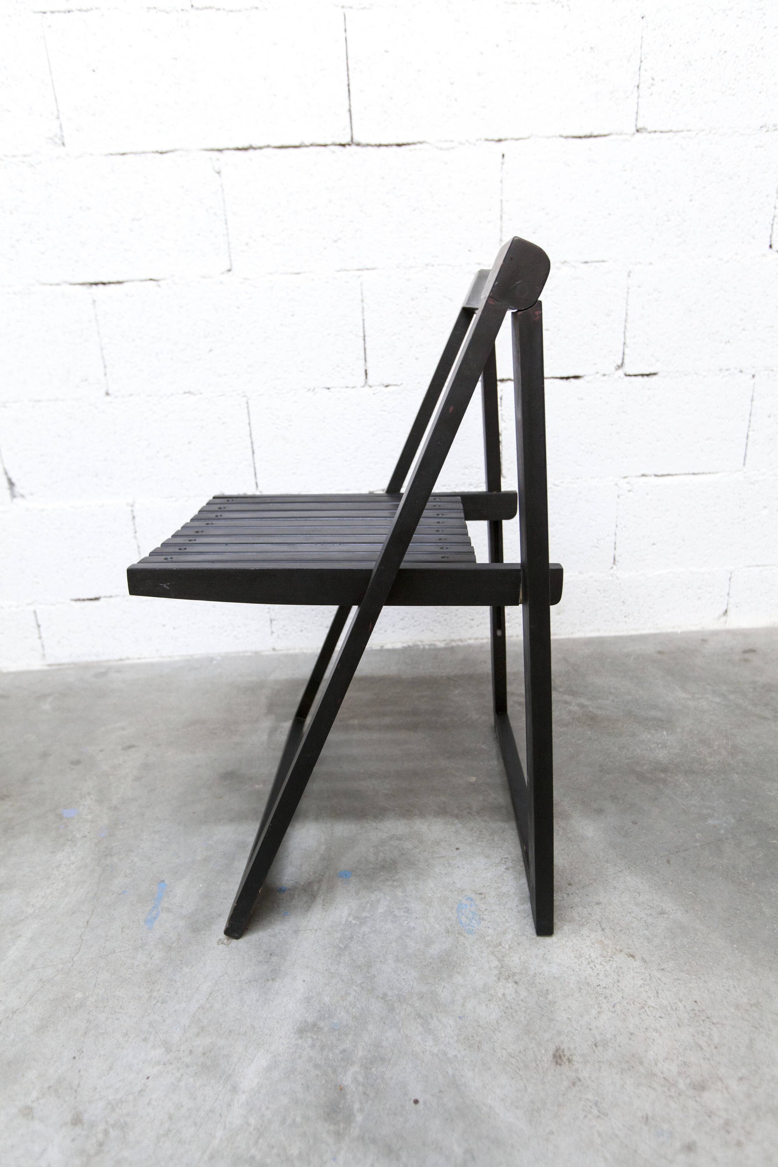 Chaise pliante Aldo Jacober pour Alberto Bazzani noire 1960 d'origine