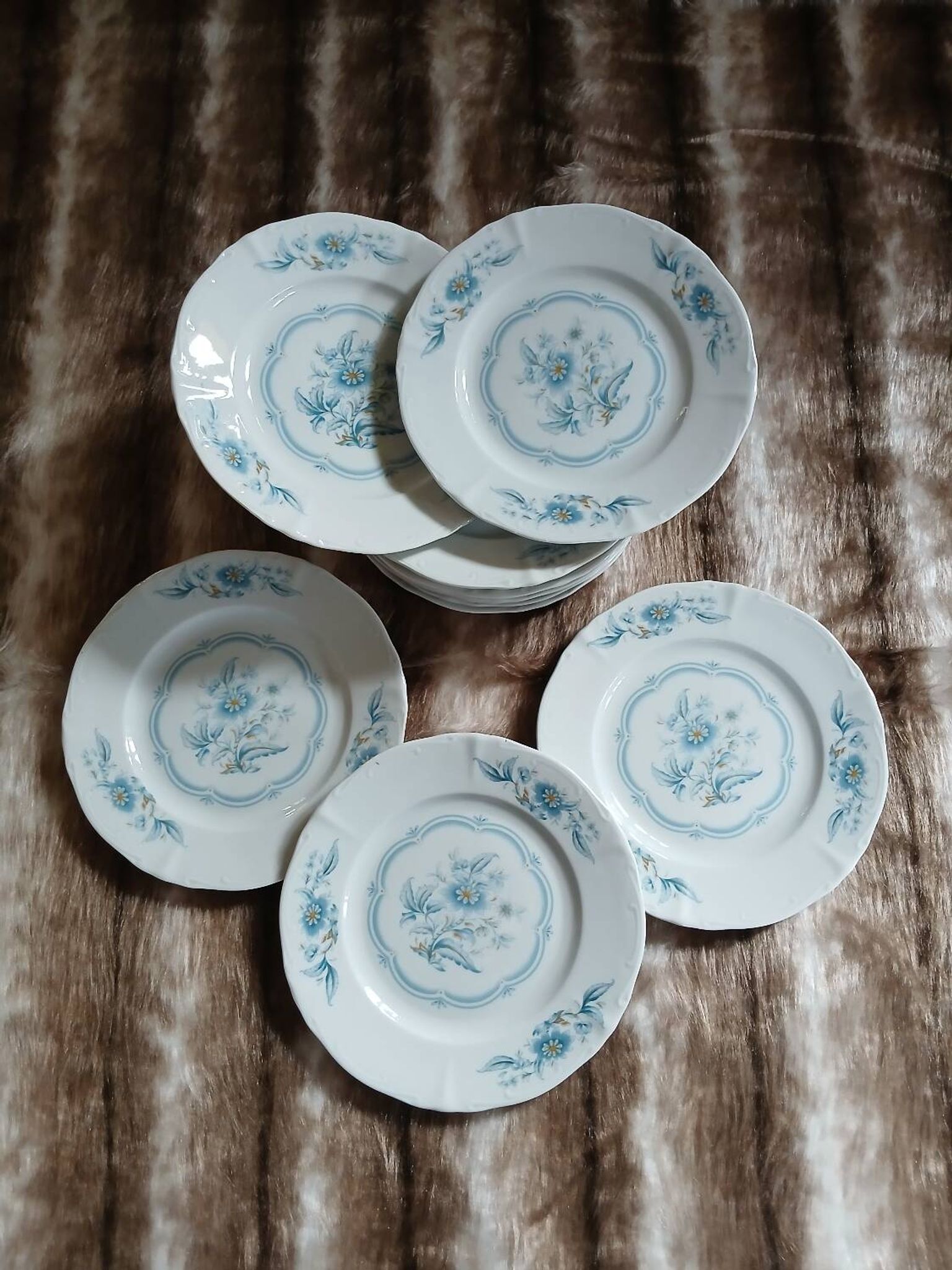 12 antique dessert plates in Chauvigny porcelain