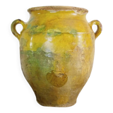Grand pot à confit ancien français à glaçure jaune
