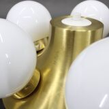 Pair of mid-century brass flush mount lights, 1970s