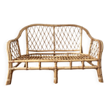 Vintage rattan two-seater sofa