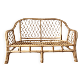 Vintage rattan two-seater sofa