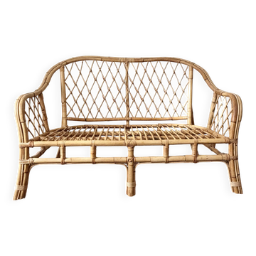 Vintage two-seater rattan sofa