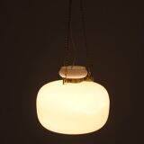 1970s Opaline Glass & Brass Pendant Light , 2 items available