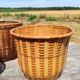 Lot de 4 cache pots en rotin vintage 