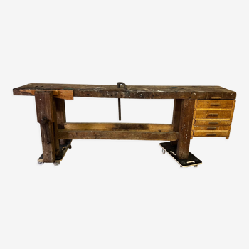 Old vintage wooden workbench