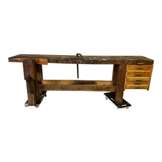 Old vintage wooden workbench