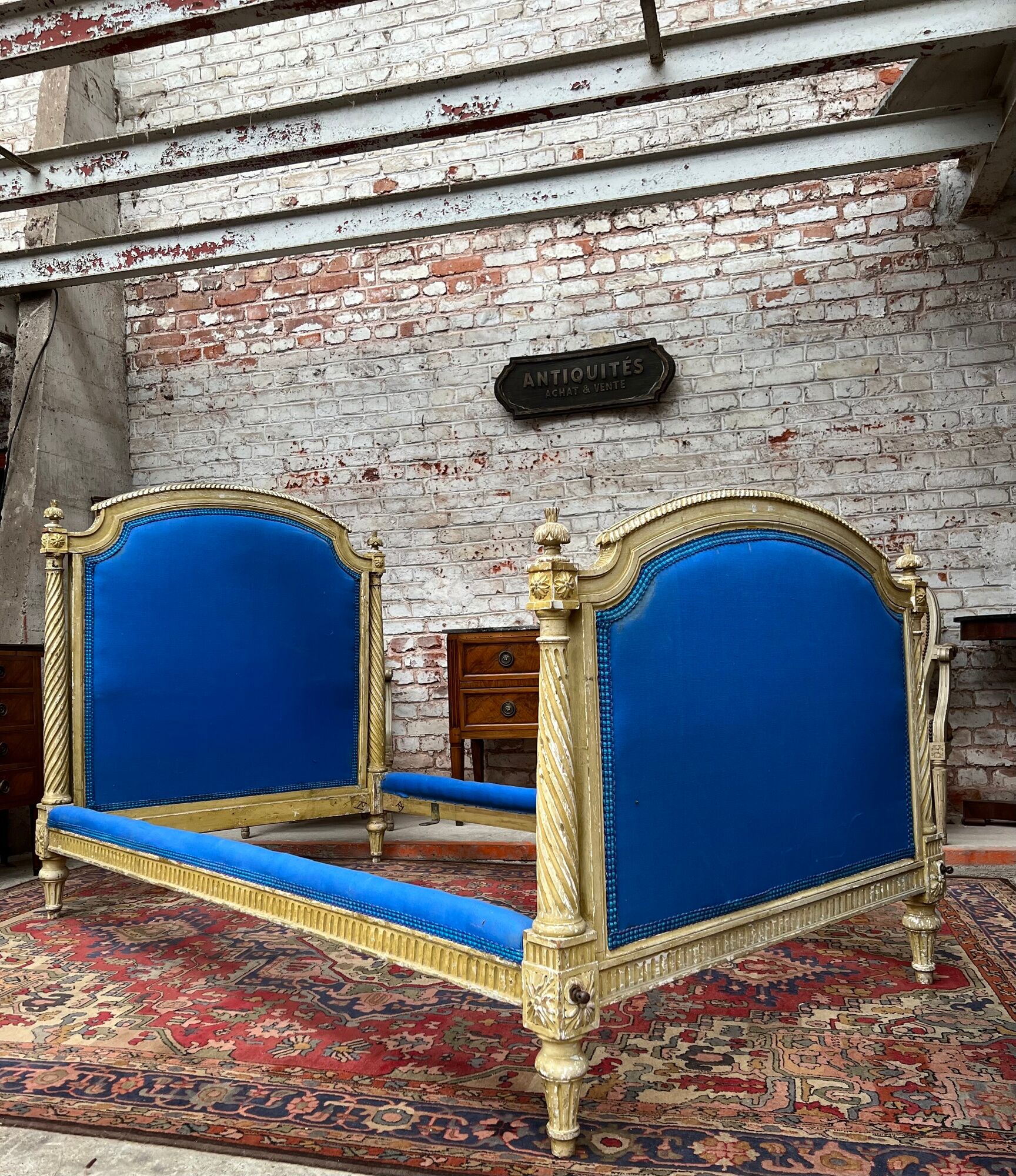 Pair of lacquered wooden beds Louis XVI XIXth