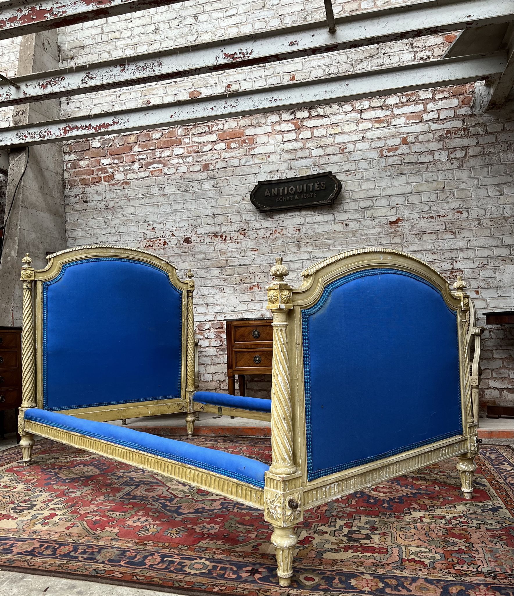 Pair of lacquered wooden beds Louis XVI XIXth