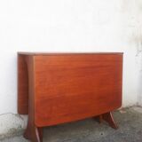 Vintage dining table console desk in teak and exotic wood from the 70s