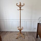 Vintage parrot coat rack in light wood