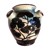 Vallauris vase hand decoration hilly ceramic flowers