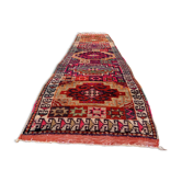 Vintage turkish tribal runner 305x83 cm veg dye wool rug tribal, handmade