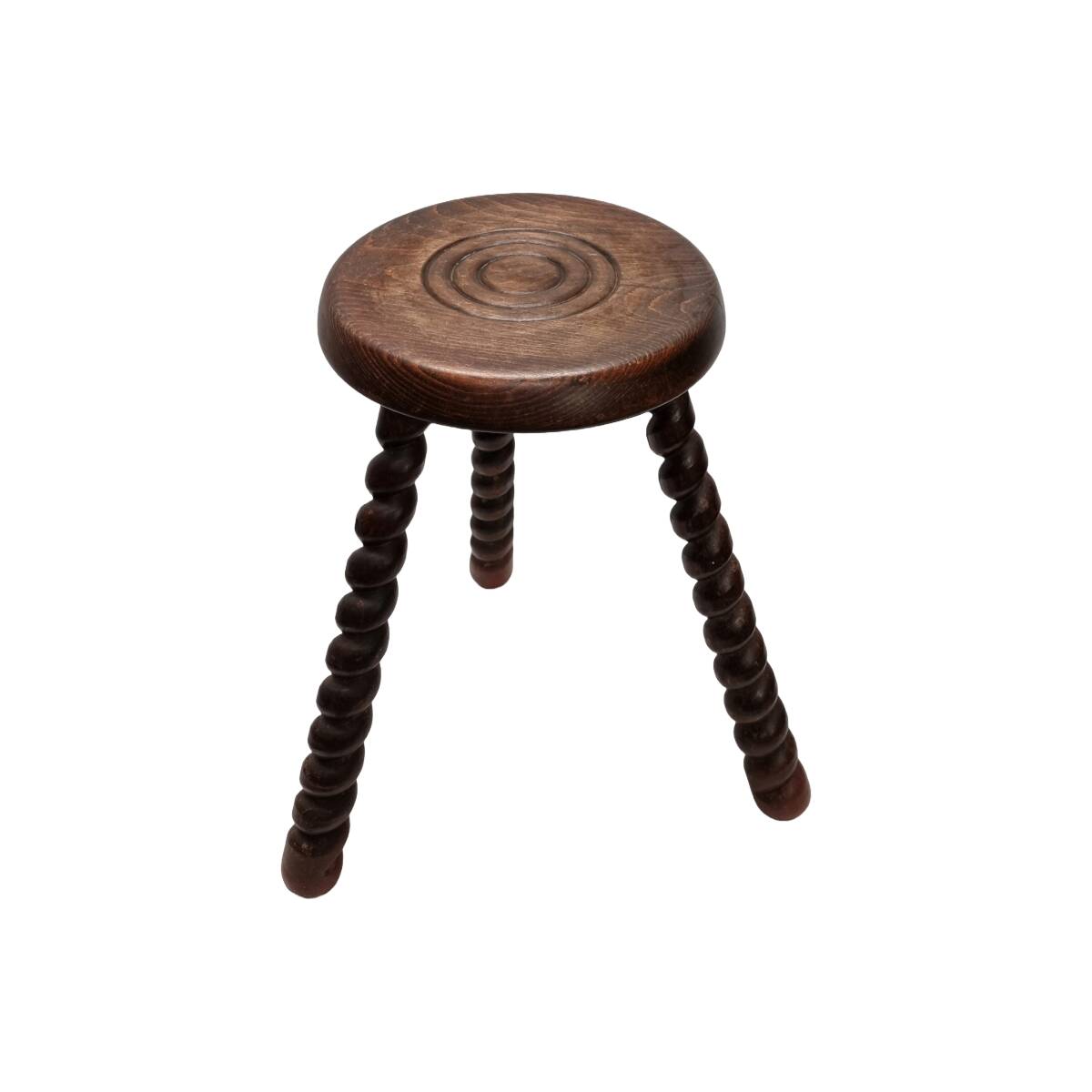 Vintage French Beech Tripod Stool style  Dudouyt, 1940s.
