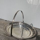 Oval dish with silver-plated metal handle