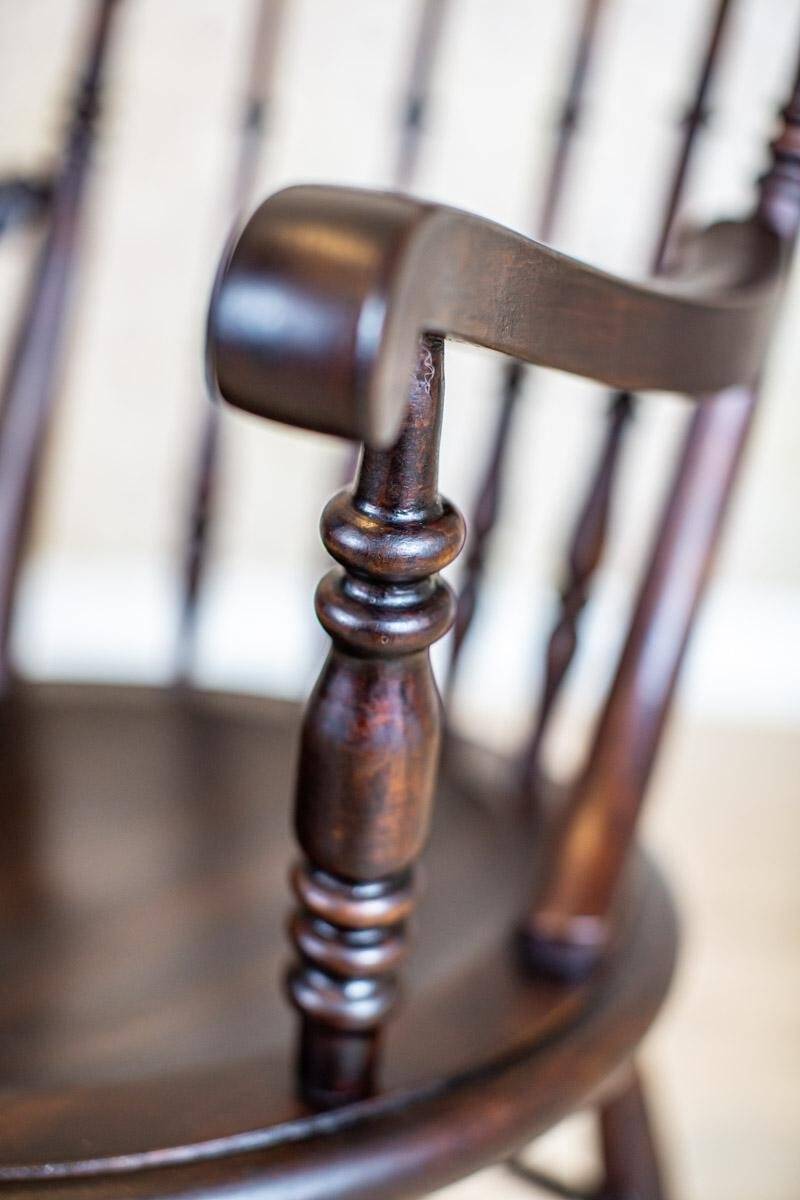 19th-Century English Beech Wood Armchair in Dark Brown, 1970s