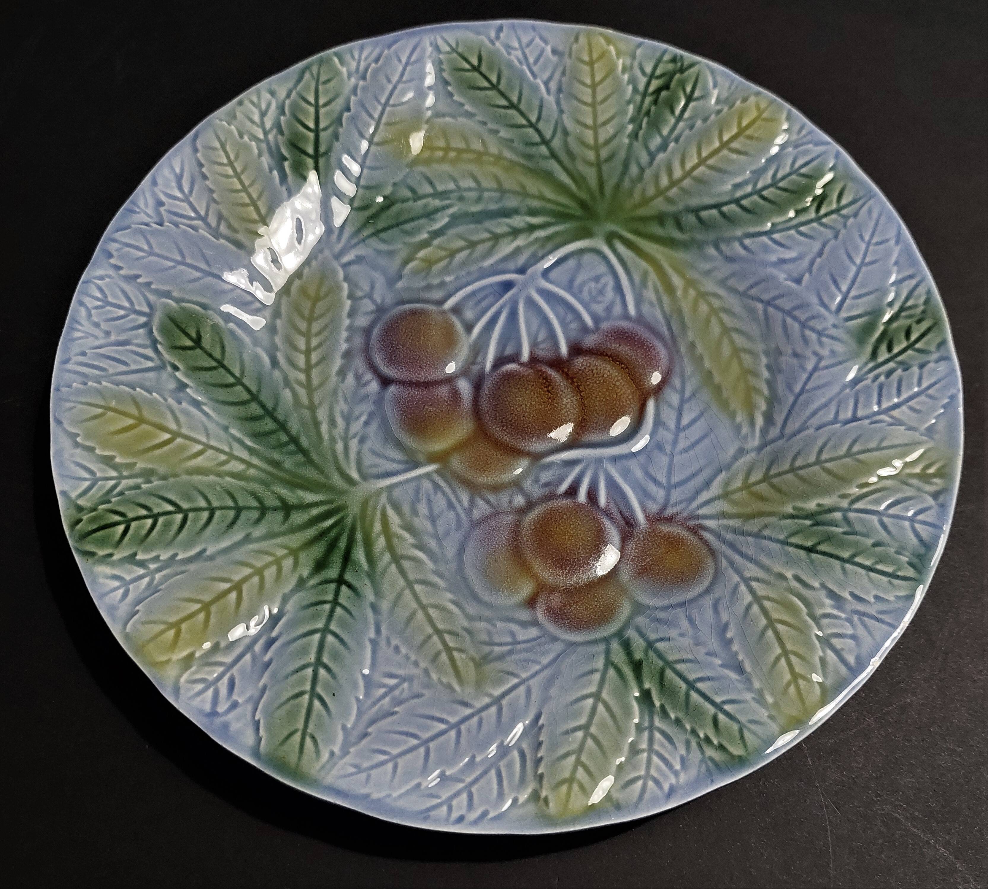 Cherry barbotine plate Salins les Bains 20th century