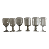 Set de 6 verres de table à pied mi 19e assortis