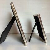 Pair of silver metal photo frames