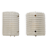 Pair of Murano Glass Wall Sconces with Ribbed Texture
