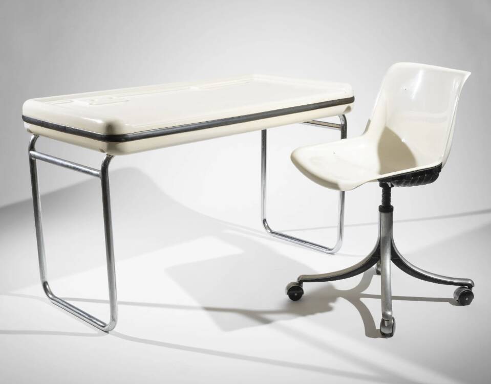 Marc HELD metal structure desk with plexiglass top